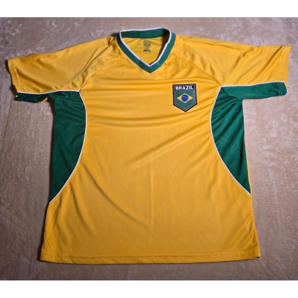 Rhinox Brazil Soccer Jersey Mens Medium Yellow Green National Team Futbol Shirt
